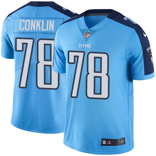 Nike Titans #78 Jack Conklin Light Blue Men's Stitched NFL Limited Rush Jersey